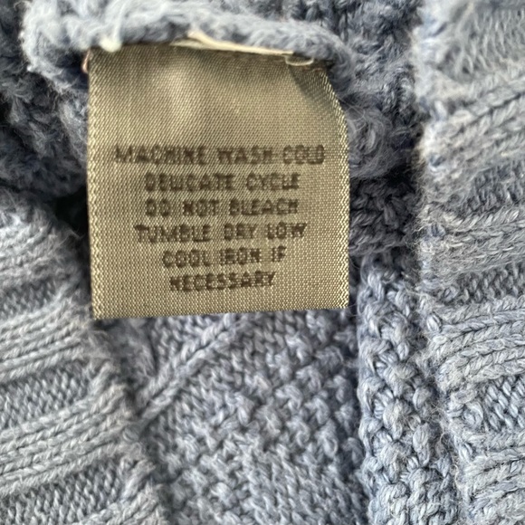 Blue Cable Knit Mock Neck Sweater - Picture 4 of 4